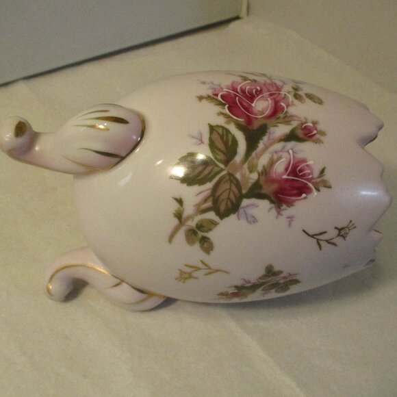 Vintage Napco Japan Porcelain Pale Pink Floral Egg Footed  Bowl Vase - Picture 7 of 8